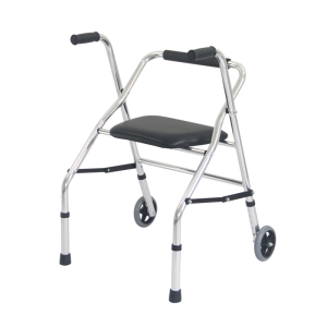 Rehabilitation Health Supplies Shinning Silver Walker with Wheels and Seat for the Old Man