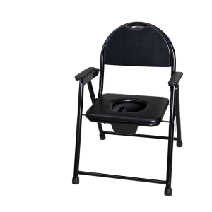 Home Use Carbon Steel Folding Commode Chair for Elderly Post-Surgery Recovery Bedroom Mobile Toilet Bathroom Safety Equipment