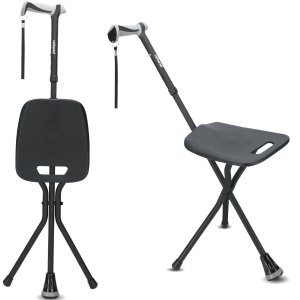 Rehand Cane with Seat Aluminum Alloy Crutch Chair Telescopic Folding Three Legs Cane Old People Used Walking Stick with Seat