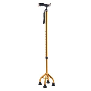 Height Adjustable Aluminum Cane Stabled Four Legs Walking Stick Wrist Strap Walking Cane Elderly Crutch