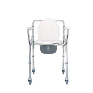 2025 Yenuo Medical High Quality Rehabilitation Equipment Stainless Steel Adjustable Folding Commode Chair With Wheels